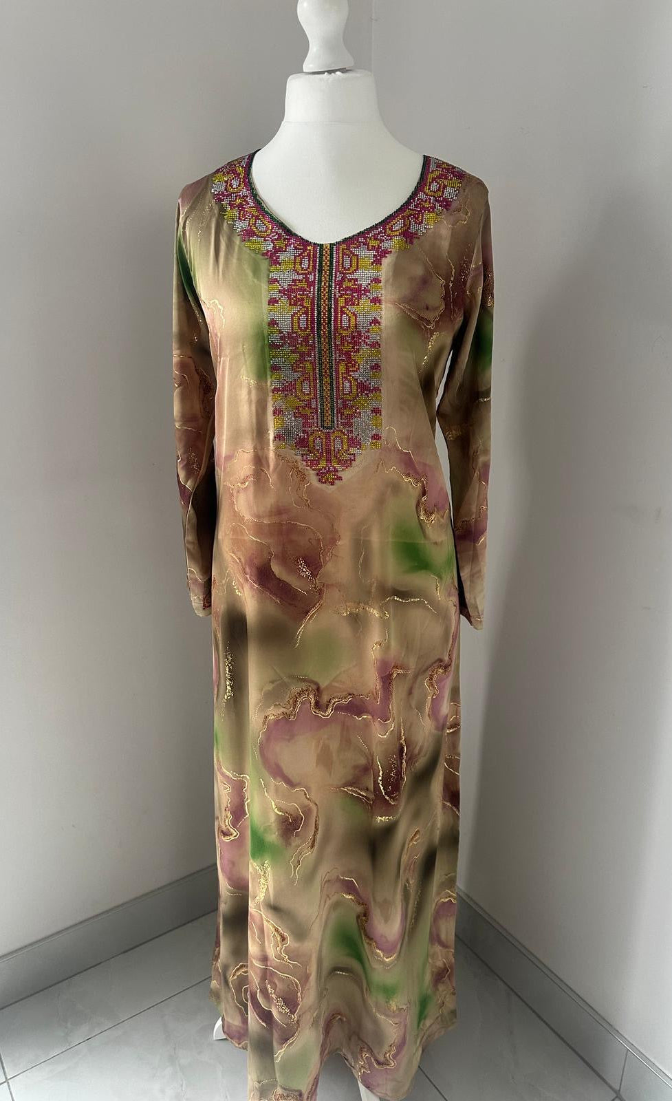 Gandoura Jawhara Satin Green/Purple