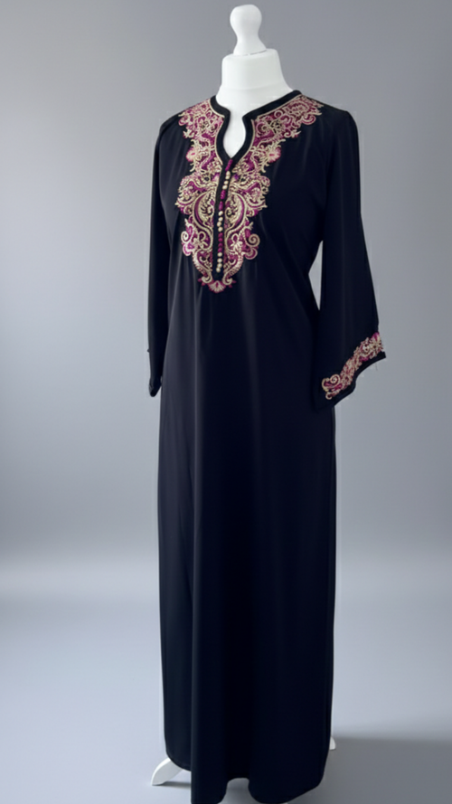 Black Embroidered Gandoura